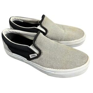 Vans‎ Women's Classic Slip-on  woven pattern Shoes white & Black Size 6M/7.5W